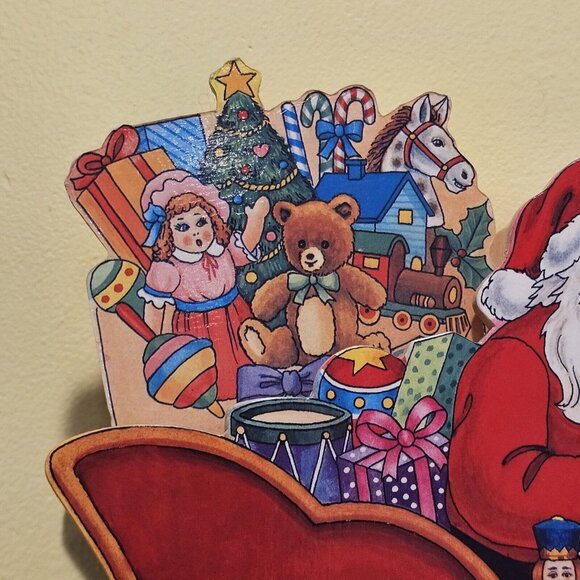 VTG Animated Santa Sleigh Reindeer‎ Wooden Musical Christmas Winter Wall Decor - Picture 9 of 14
